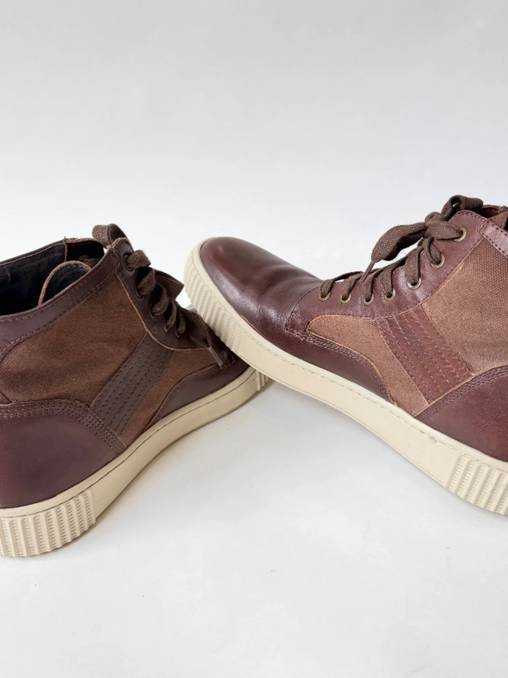 John Varvatos Bedford Trooper High Top Sneakers Brown Men's 10.5